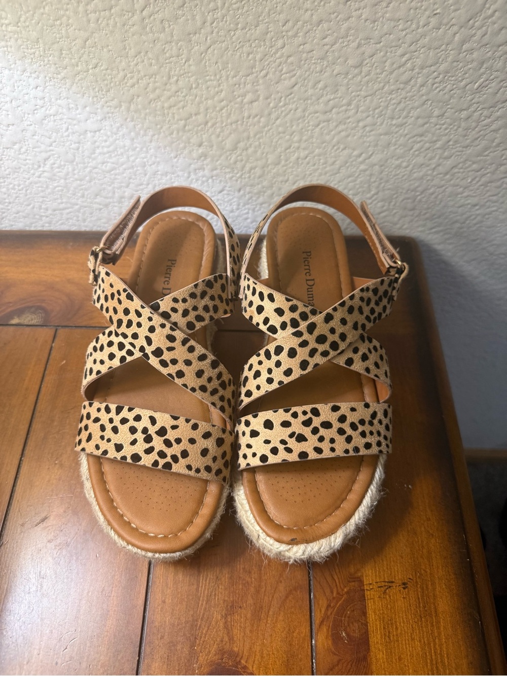Pierre Dumas Leopard Spot Tan Strappy Sandals